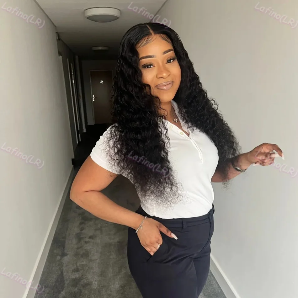 13x6 Hd Lace Deep Wave Frontal Wig Curly Human Hair 100% Preplucked Water Wave Front Wigs For Black Women Brazilian 200 Density