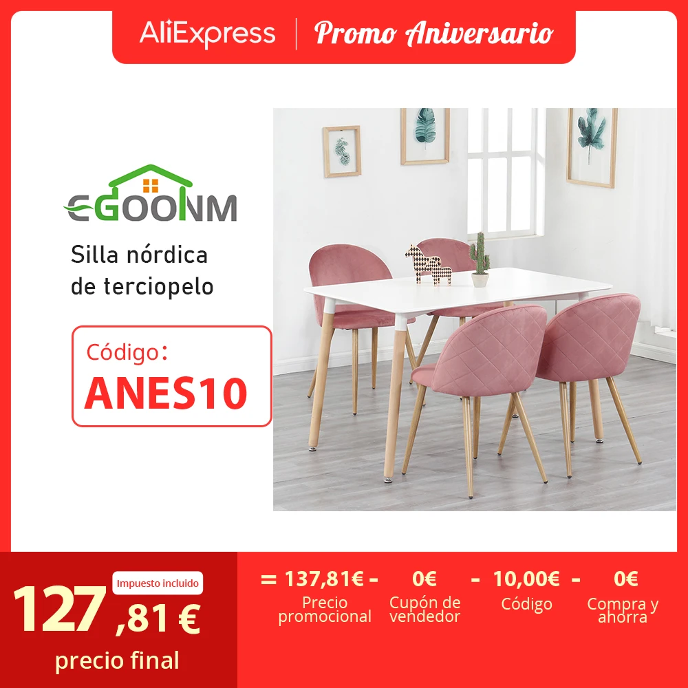 4 Velvet and Metal Dining Chairs