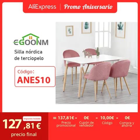 4 Velvet and Metal Dining Chairs EGOONM