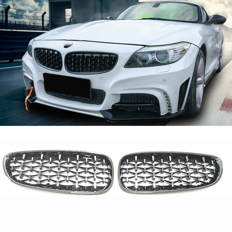 For BMW Z4 E89 Diamond Grill Car Front Bumper Kidney Grille Racing Grills 2009-2016 ABS Grille Auto Accessories Glossy Grilles