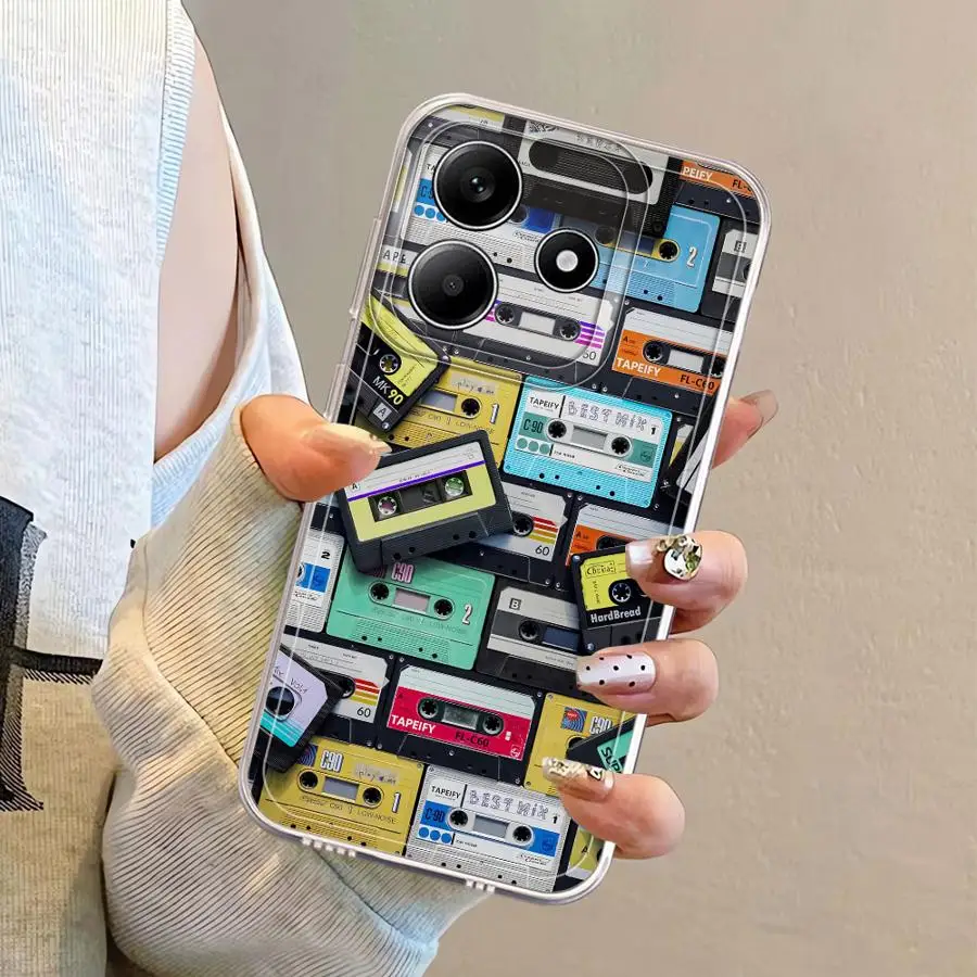 Casing Handphone Motif Lucky Tape Lembut untuk Xiaomi Redmi Note A4 13C 11S 12 9 9S 11 14 Pro Plus 13 14C 12S 10S