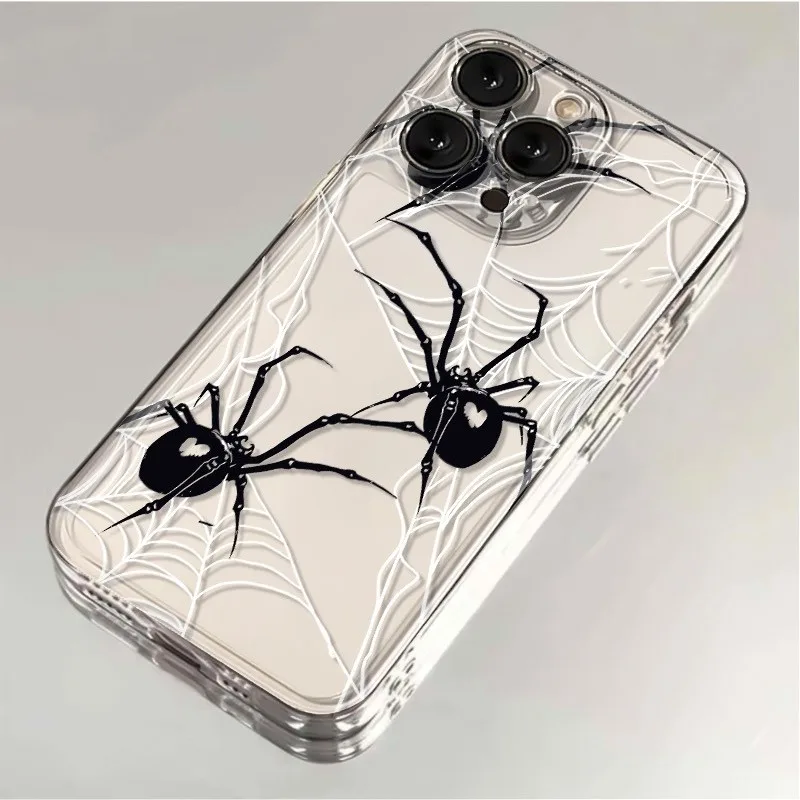 

Spider Pattern Phone Case For iPhone 17 Pro Max Cases iPhone 16 15 14 13 12 11 XS X XR 7 8 Plus 16E Air Transparent Bumper Cover