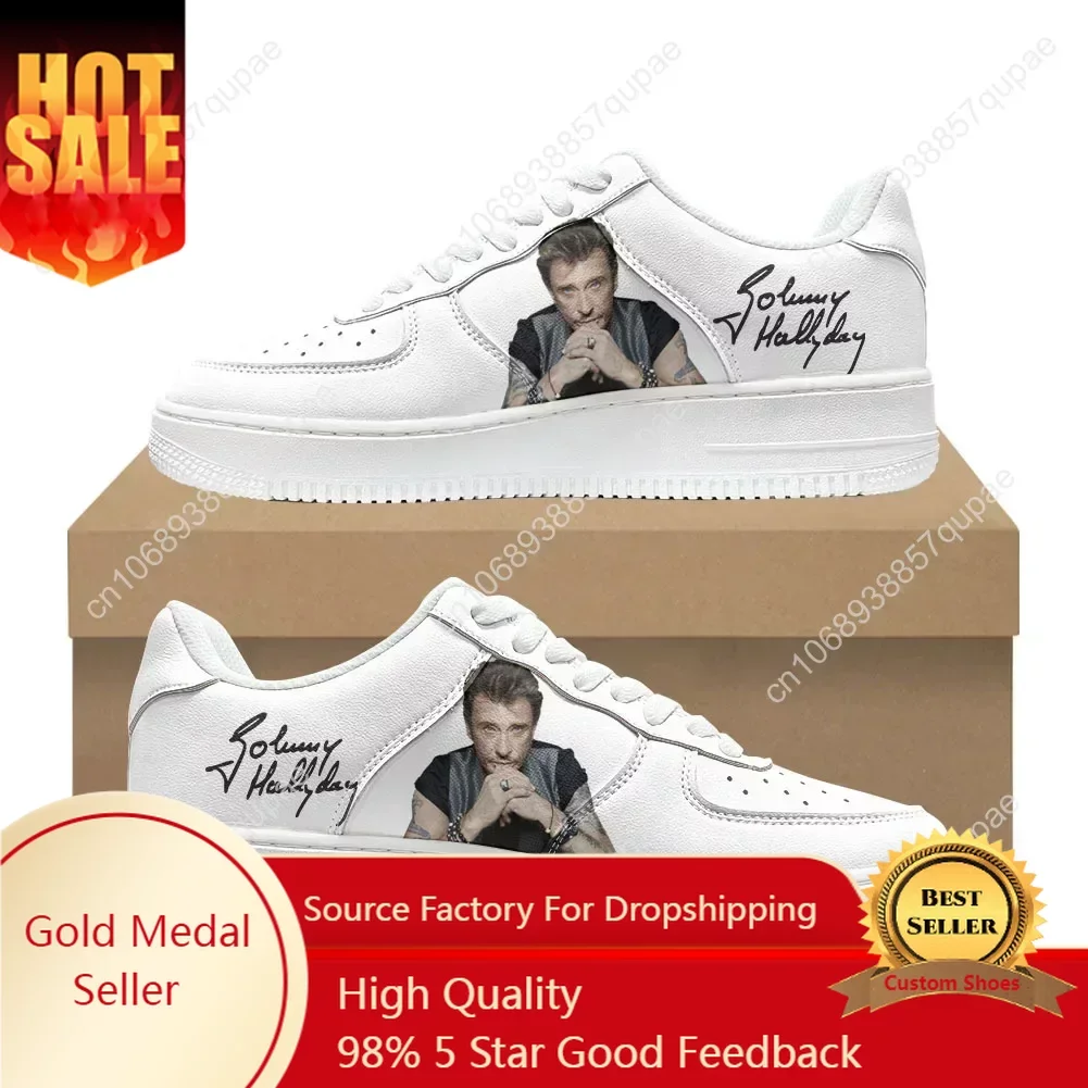 Chaussures Johnny Hallyday Rock Singer pour hommes et femmes, basket-ball, course à pied, sport, baskets plates, lacets, maille, chaussure personnalisée