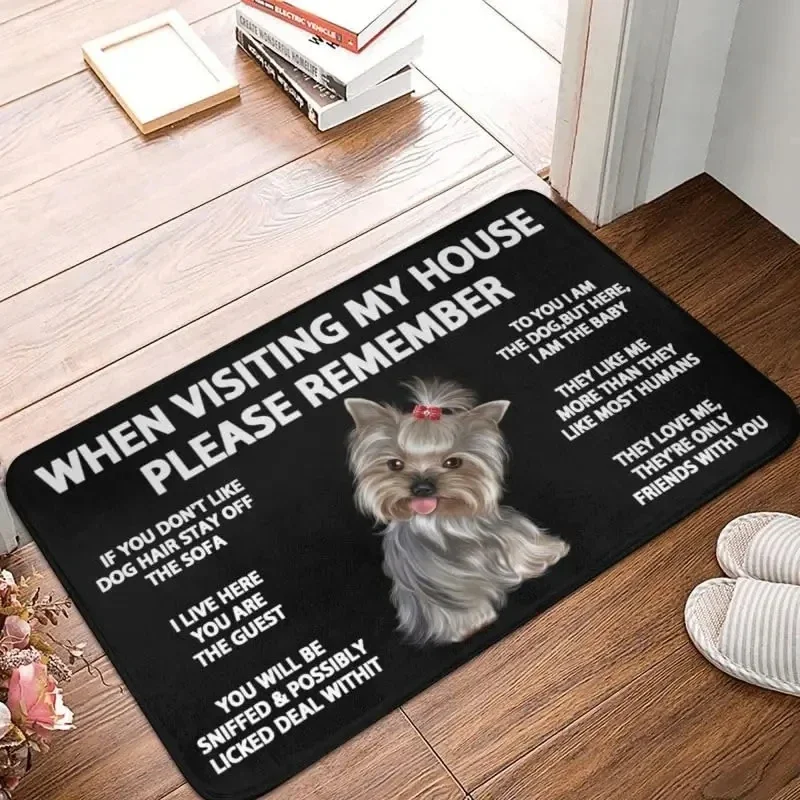 Visiting My House Please Remember Rottweiler Dog Durable Welcome Front Door Mats Non-Slip Absorbent Rugs Home Decor