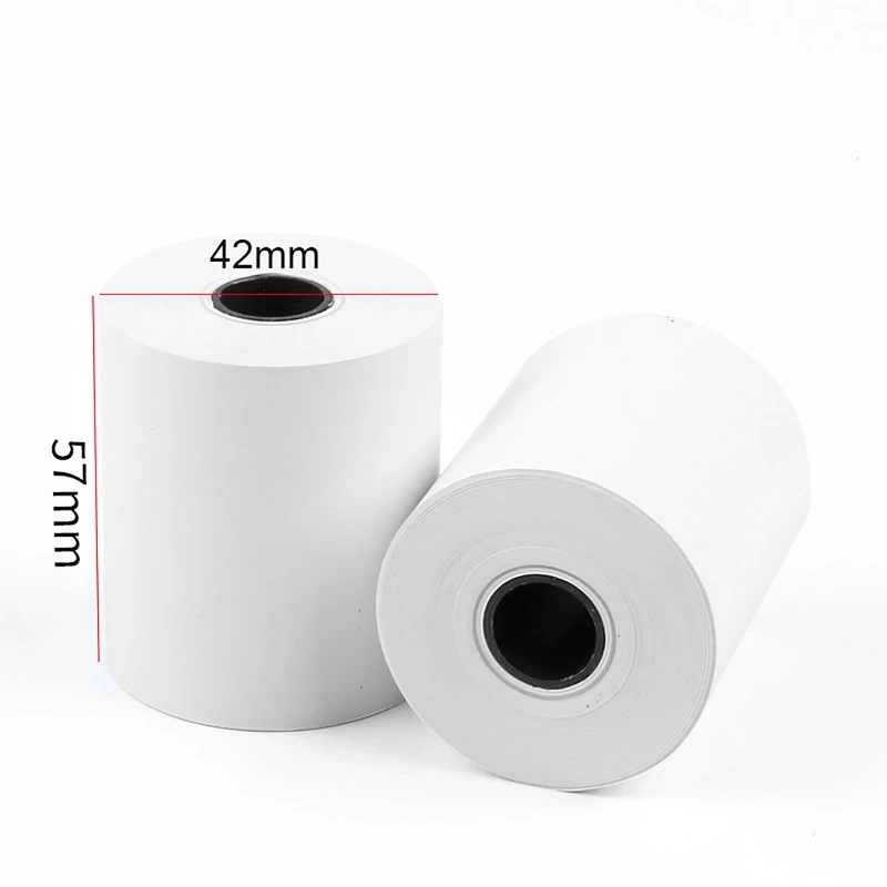 2 Pçs/set Largura 57mm Papel Térmico Comprimento 12M Papel de Impressão para Dispensador de Bilhetes 57/58mm