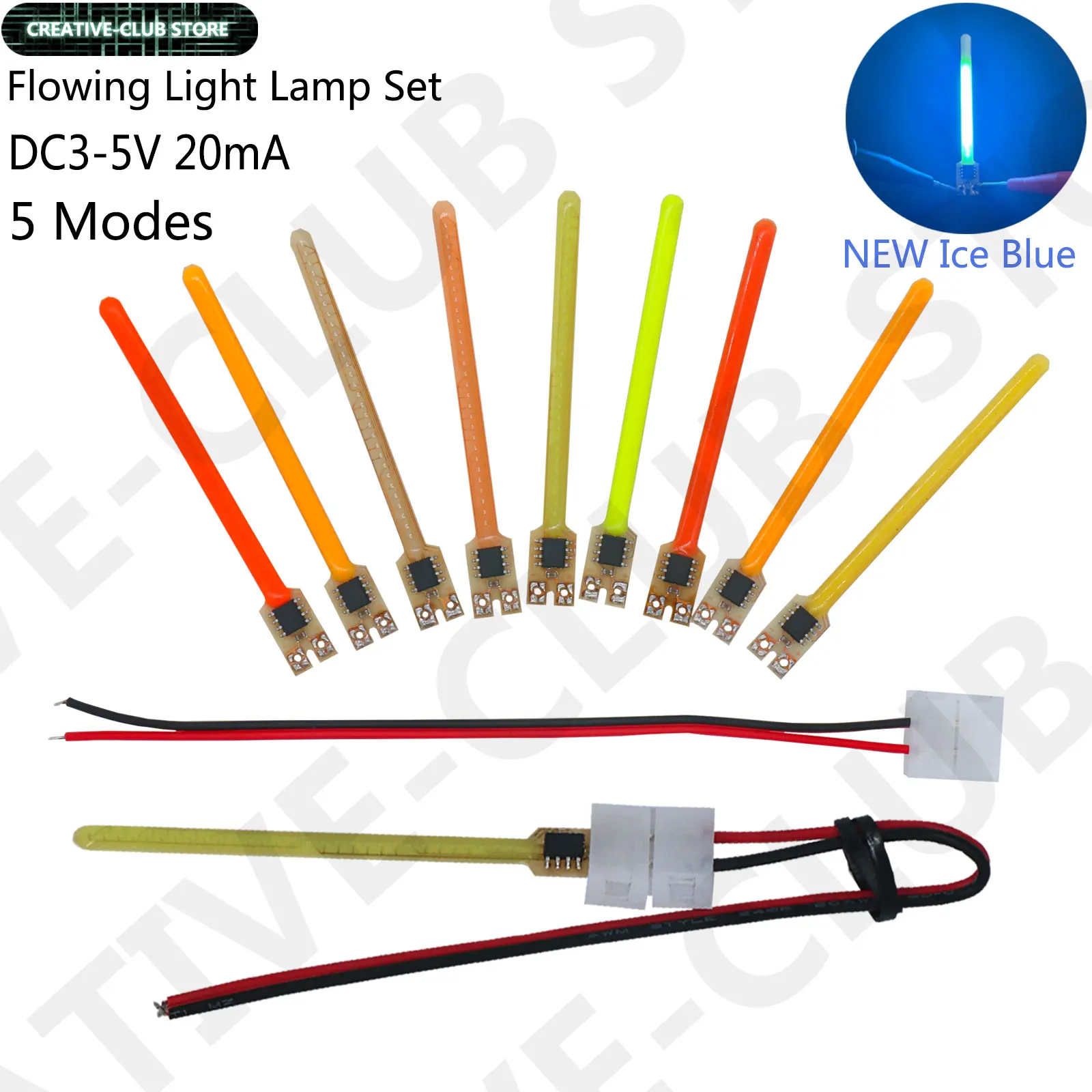 20 Sets COB-Streamer-Lichterketten DC3-5V 20mA Kombinationsset, Eisblau und verschiedene Farben, DIY-Atmosphäre-Partydekoration – Detail 1