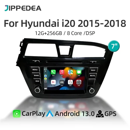 Hyundai i20 2015-2018,android 13.0,carplay,GPSナビゲーション,wifi,4G,Bluetooth, DSP, RDS,ステレオ用のカーマルチメディアプレーヤー