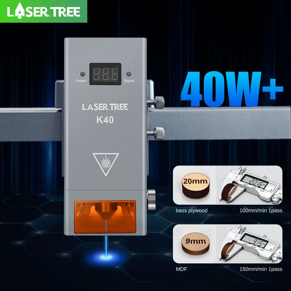 

LASER TREE New 40W Optical Power Laser Head with Air Assist 450nm Blue Light TTL Module for CNC Engraver Cutting DIY Tools