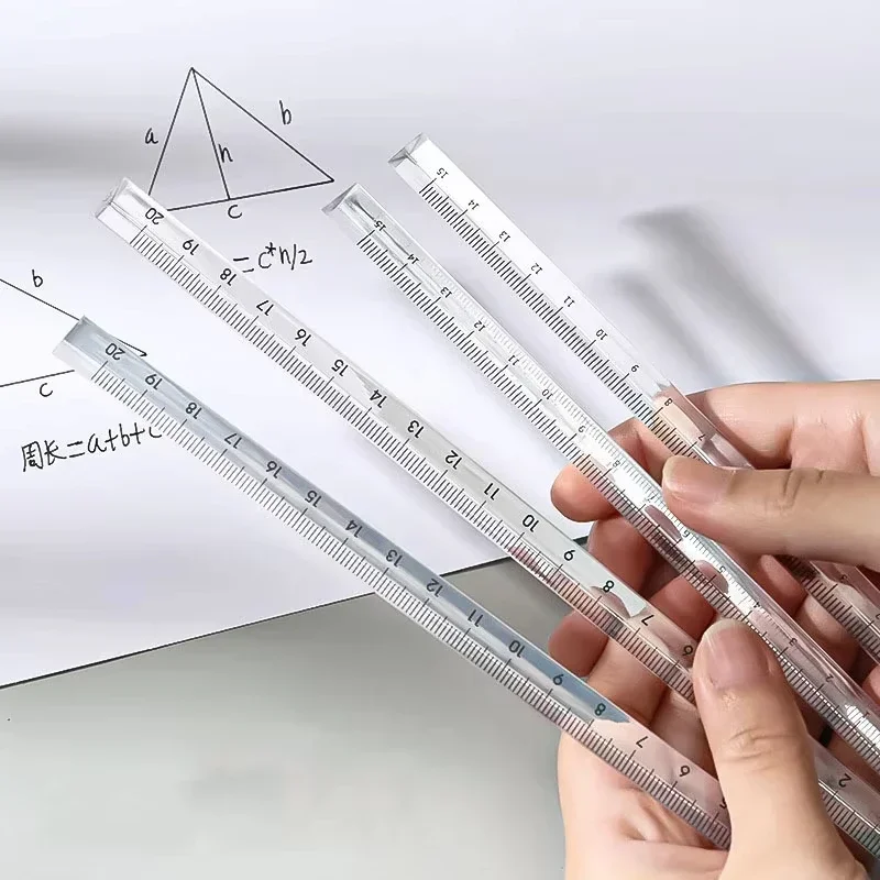 15cm /20 Cm Kawaii Tools Stationery Simple Transparent Triangular Straight Ruler Cartoon Drawing Gift Office School Measuring