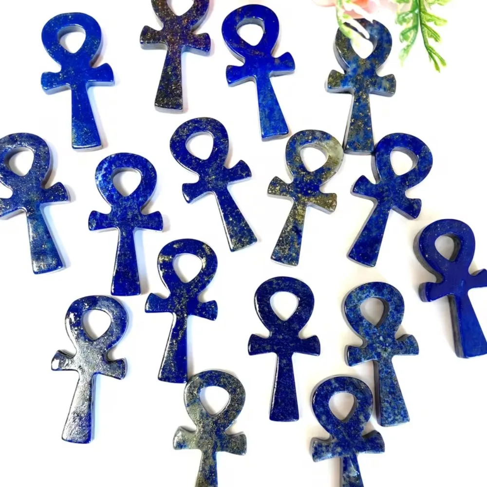 

Lapis Lazuli Ankh Cross Pendants, Egyptian Healing Crystal Charms for Jewelry Making