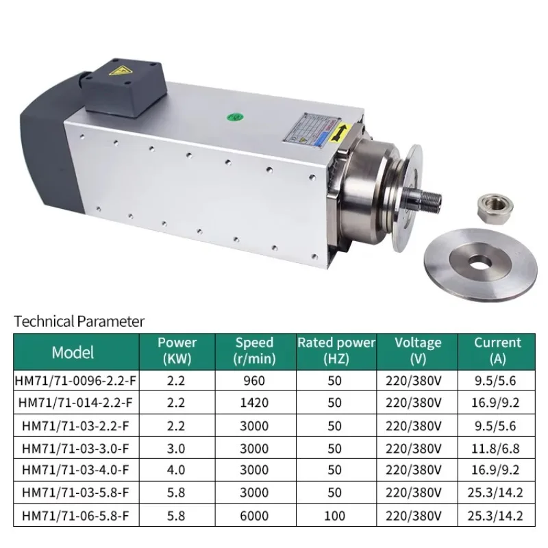 Machine tool high-speed spindle air-cooled circular saw numerical control router ATC stone metal cutting spindle motor