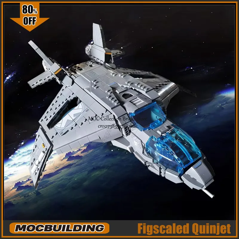 

Movie Series Figscaled Quinjet Style Jet MOC Building Blocks Space Fighter Model Technology Bricks Assembly Classic Toy Gifts