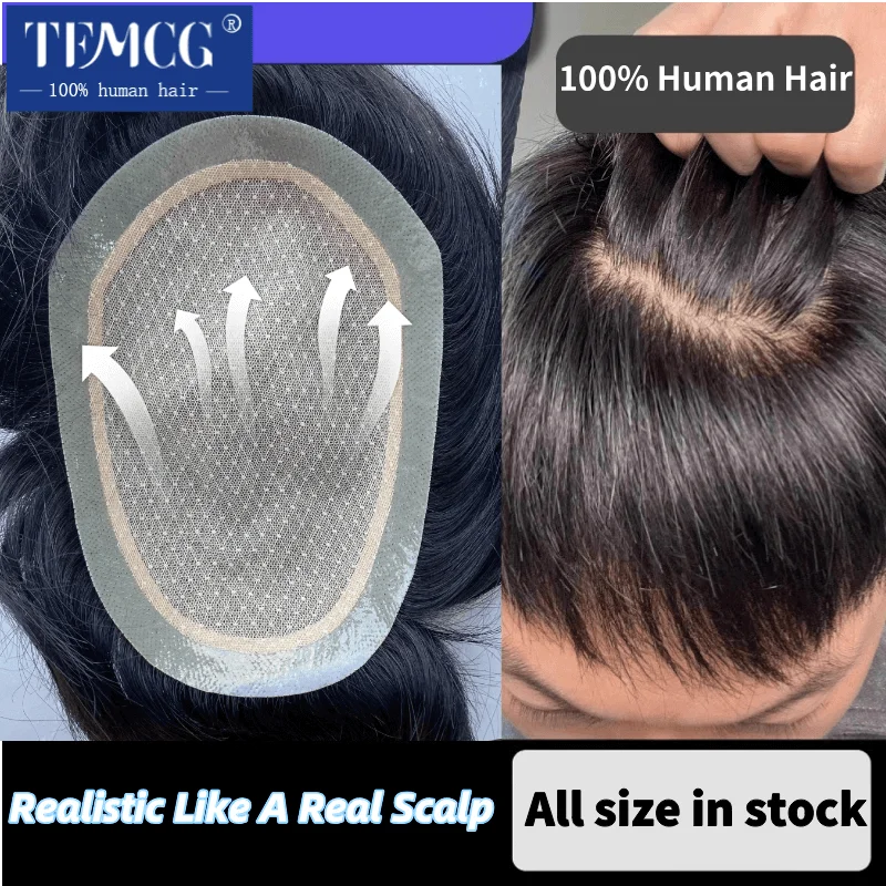 

Silk Base Toupee Men Realistic Men's Wig Lace Hair System Men Wigs Male Hair Prosthesis 100% Human Hair Asian Man Wig Hairpiece