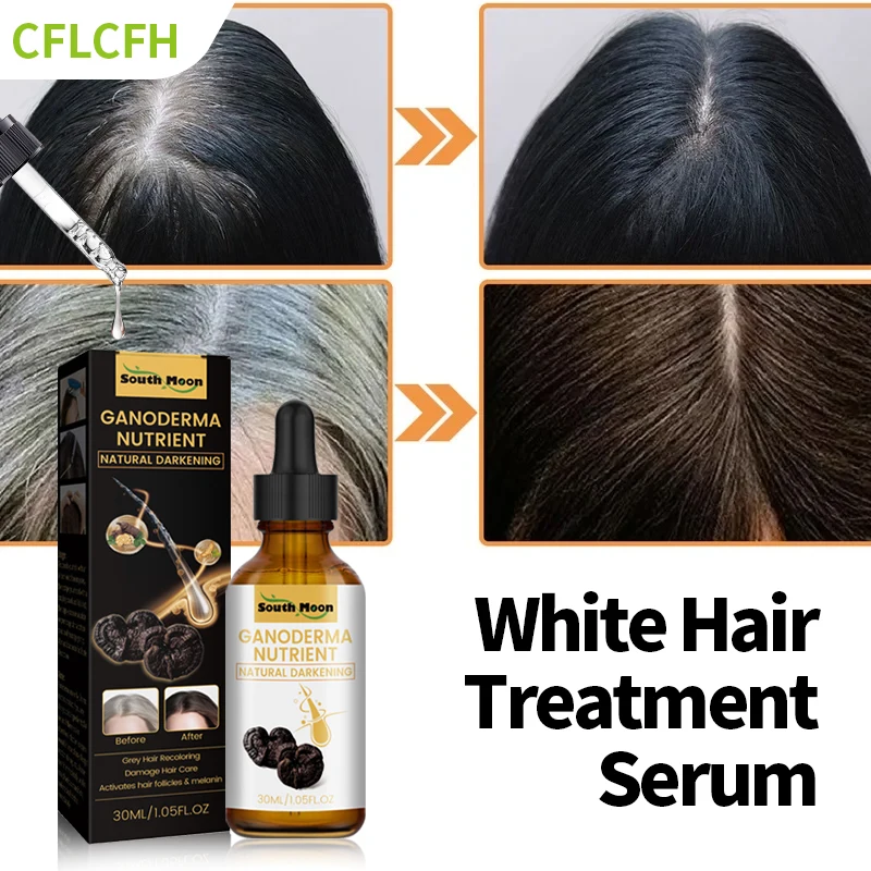 

Hair Darkening Serum Liquid Gray White Hairs Treatment Anti Loss Nourish Damage Scalp Reduce White Hair Herbal Blacken Hair Care