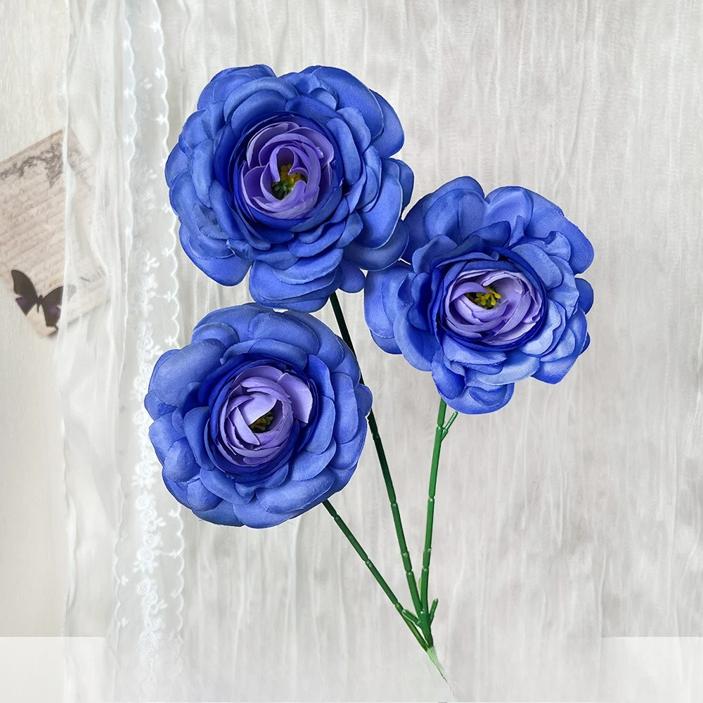 10 Stück Künstliche Blumen Seiden-Lotus Schlafzimmer-Deko Lila Kunstblumen 3-Zweig-Lotus Tischdekoration – Detail 19
