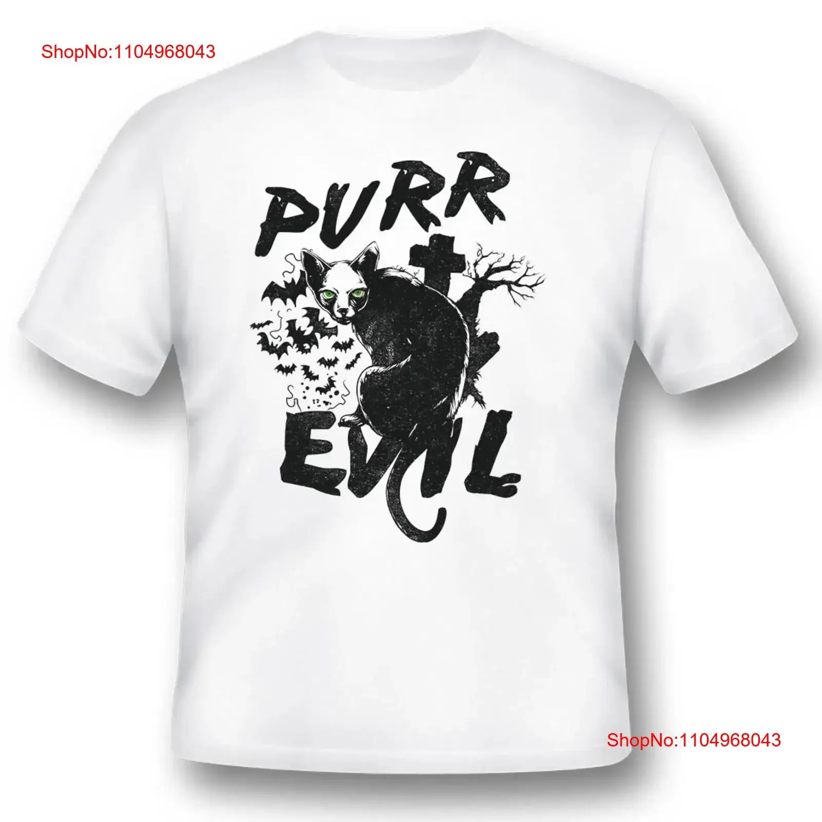 Purr Evil cat camiseta blanca o negra vintage lavado homme ligeramente estirado moda elegante ropa de calle transpirable cómoda