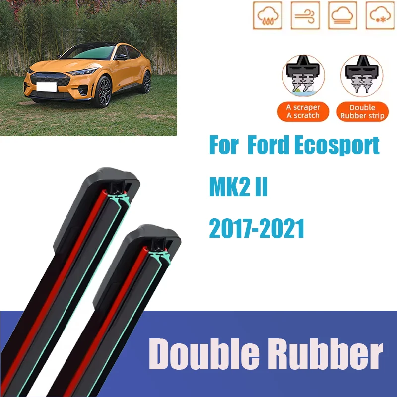 

For Ford Ecosport MK2 II 2017-2021 Car Front Rear Wiper Blades Soft Rubber Windscreen Wipers Auto Windshield 22"16"11" 2019 2020