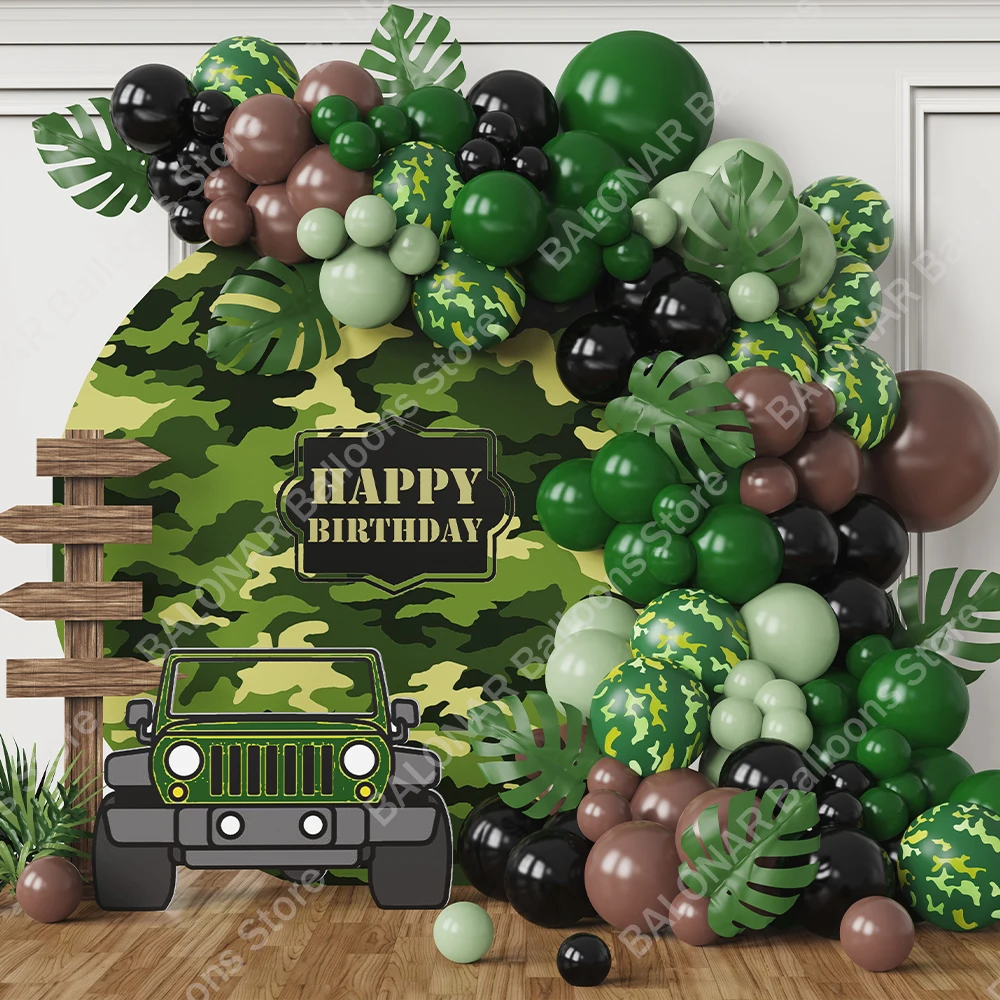 

132/135PCS Army Birthday Party Decorations Military Camo Party Balloon Garland Hunting Soldier Birthday Decor for Boy Adult Men