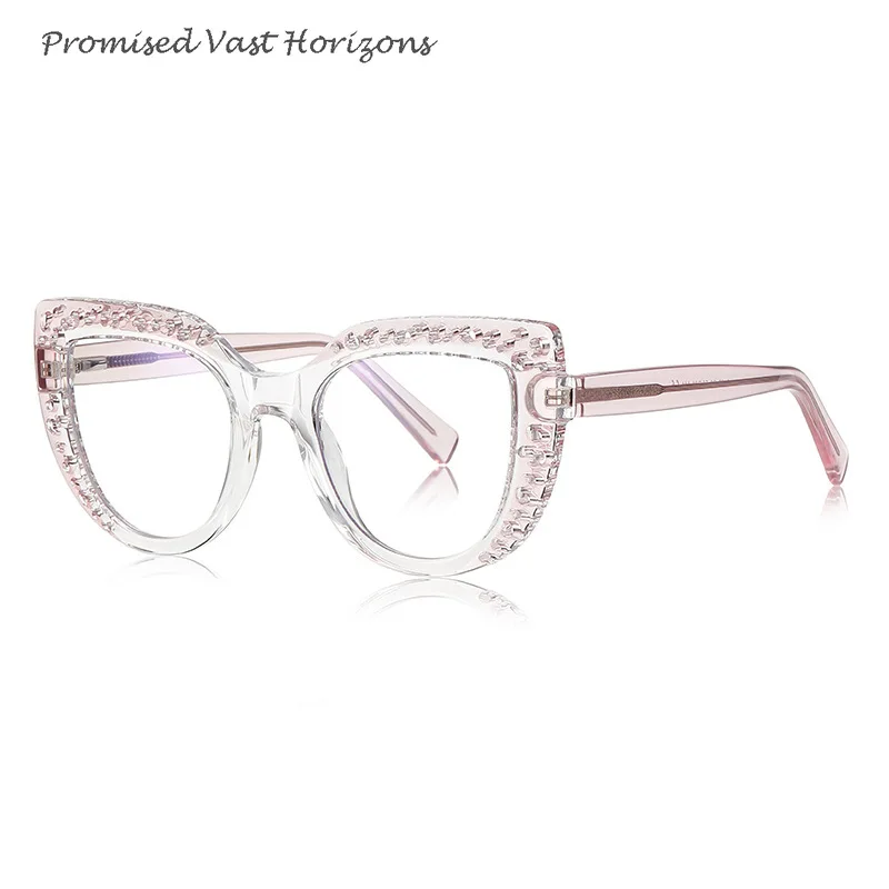 

New Hollow TR Blue Light Blocking Glasses Brazil Fashionable Two Colors Inserted Big Front Colorful Vivid Color Cat Eye Frame