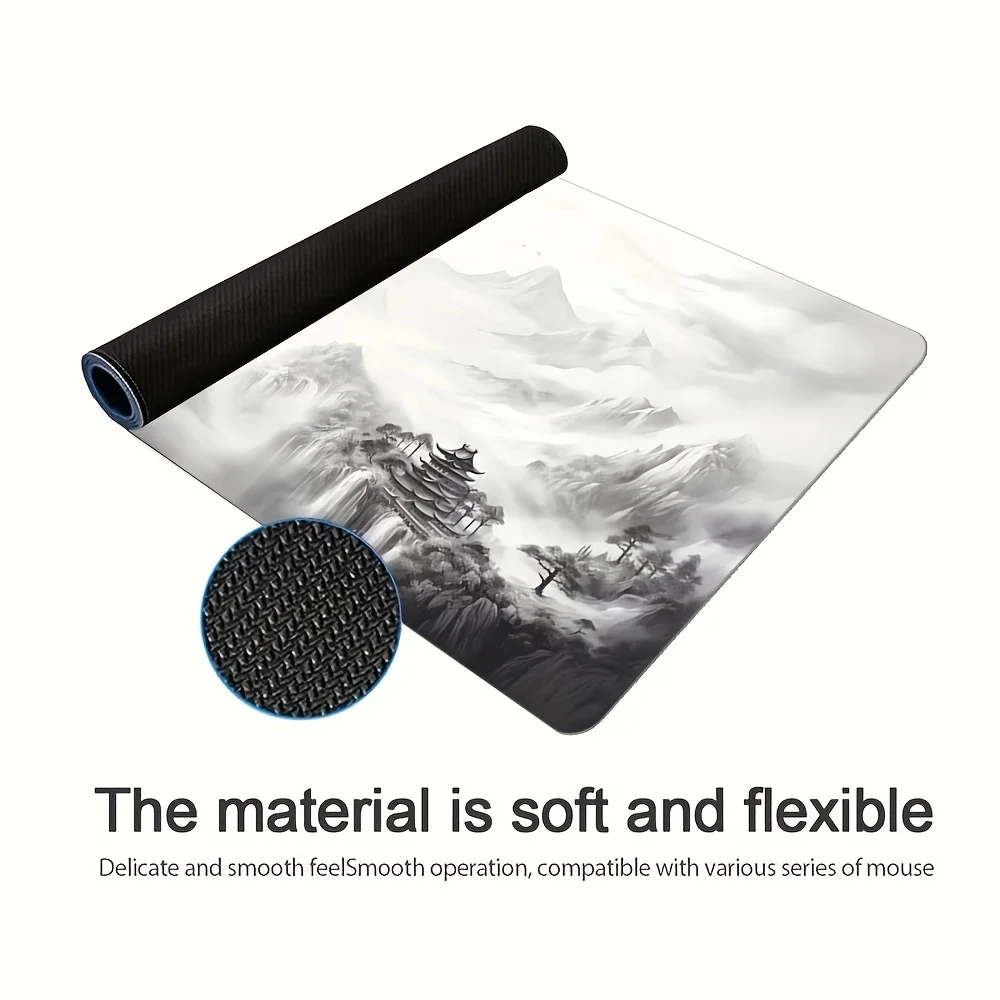 Large Ink Painting Eagle Pattern Mouse Pad, Gaming E-sports Computer Mouse Pad, Office Desktop Decoration Pad, Rubber Material