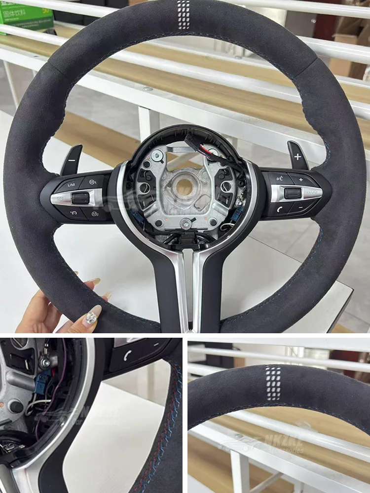 Met Carbon Trim Volledige Alcantara Stuurwiel voor BMW F01 F10 F20 F22 F30 F31 F32 M2 F87 M3 F80 M4 F82 F90 X5 F15 F16 - afbeelding 2