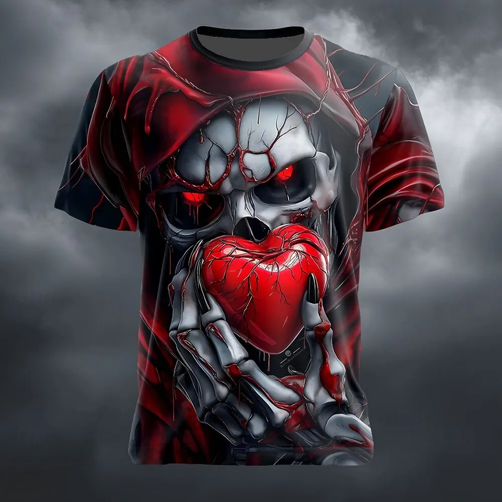 

Fashion Men's T Shirt Funny 3D Skull Print Tees Casual Comfortable O-neck Short Sleeve Tops Summer Street y2k Clothes Pullover