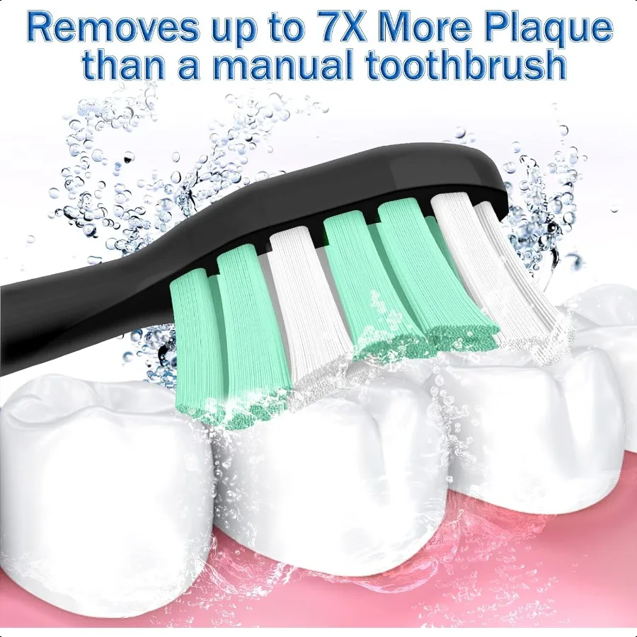 หัวเปลี่ยนสําหรับ Sonicare หัวแปรงสํารองใช้งานร่วมกับ Philips Sonicare Snapon แปรงสีฟันไฟฟ้าสีดํา 8 ชิ้น