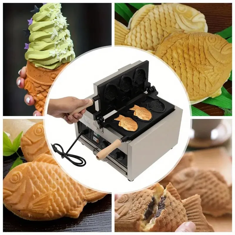Electric 6pcsTaiyaki Fish Waffle Maker Iron Taiyaki Machine Commercial Waffle Making Machine With Flip Non-stick Plate
