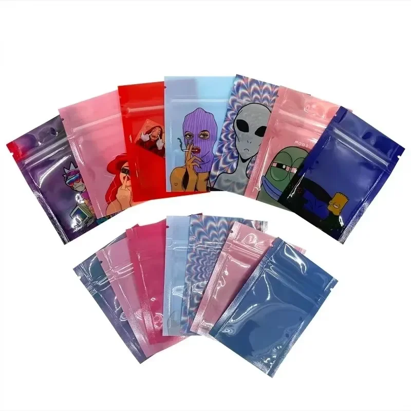 100 PCS 6x9cm Colors Clear Zip Lock Bag Smell Proof Cookie Packaging Customized Logo Cigar Bags Colors Small Pouch