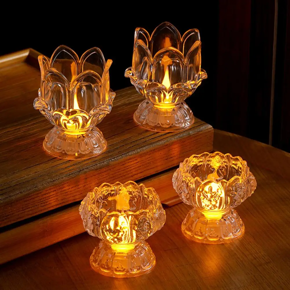 7/8cm Clear Lotus LED Candle Light Electric Flameless Simulation Candle Home Bedroom Anniversary Wedding Christmas Party Decor
