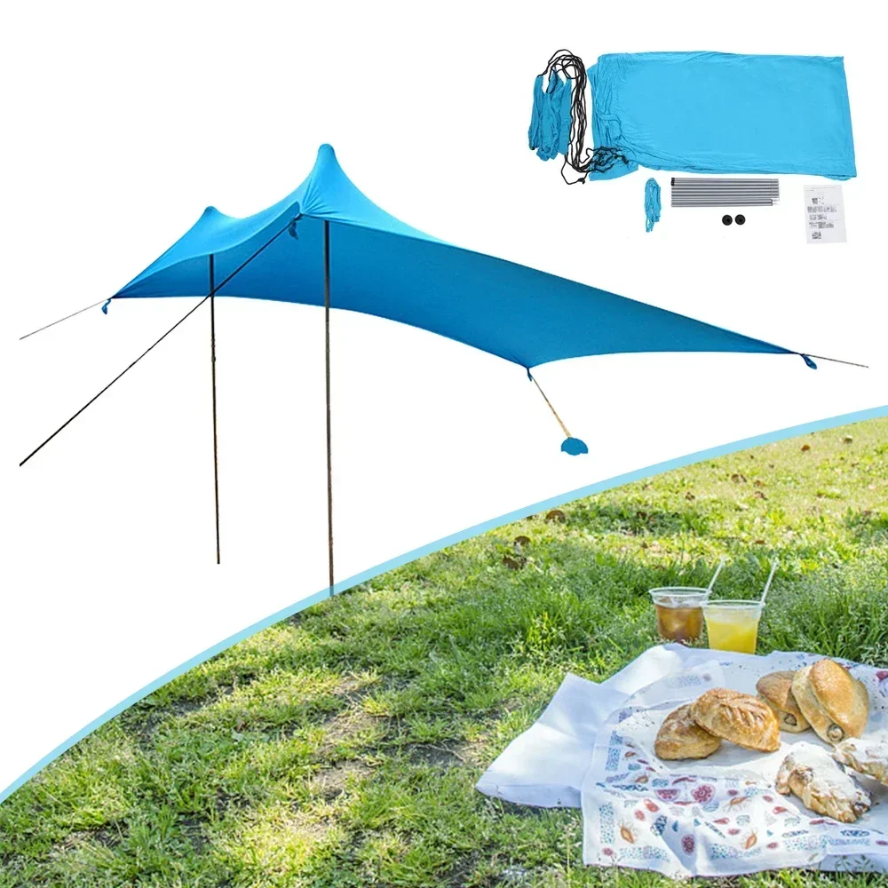 Beach Tent Sun Shelter, 84ft Coverage, Flexible Poles, Durable Aluminum & Oxford Fabric, Lightweight for Camping & Picnics