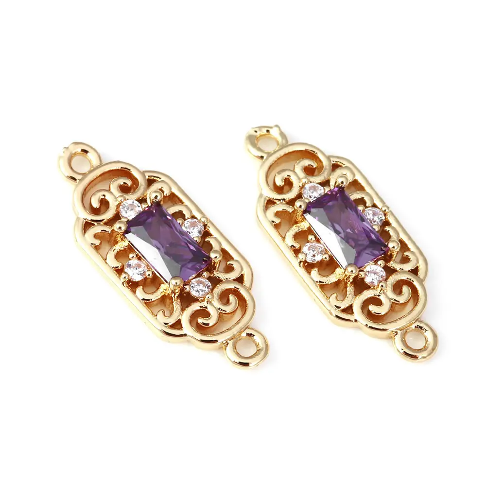 10PCS 18K Gold Color Rectangle Connect Charms Pendants Earrings High Quality Diy Jewelry Accessories Rosediy official-website