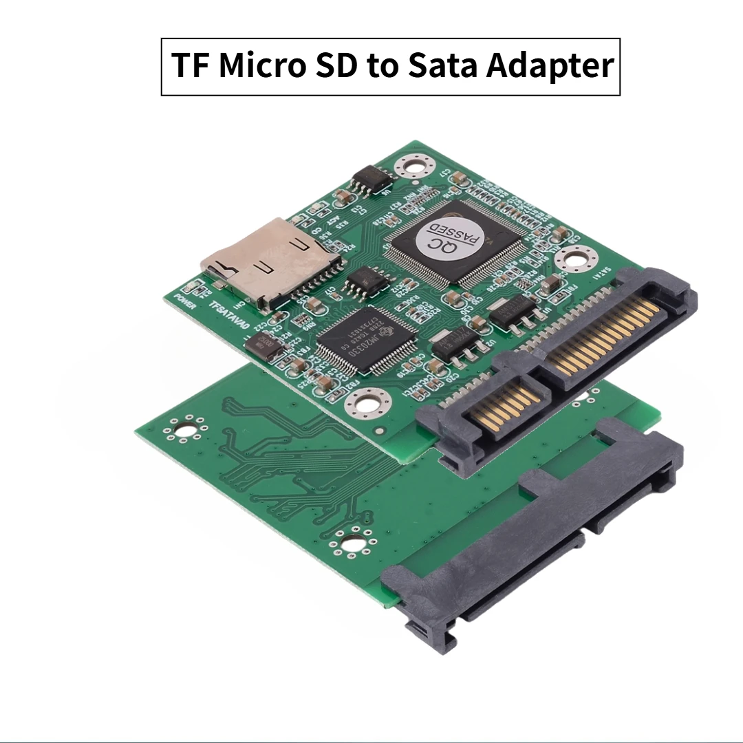 TF Micro SD To SATA SSD Hard Disk Adapter Bare Board with Casing TF (Micro SD) To 7+15P Sata Converter Card- PC Computer Laptops