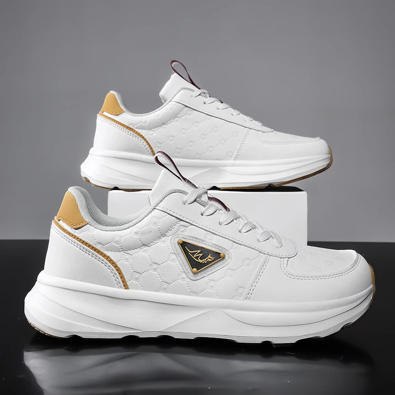 

Autumn and Winter Leather Trendy Shoes, Large Size Waterproof Men's Casual Sports Shoes, Men's Wide-Toe Running Travel Shoes