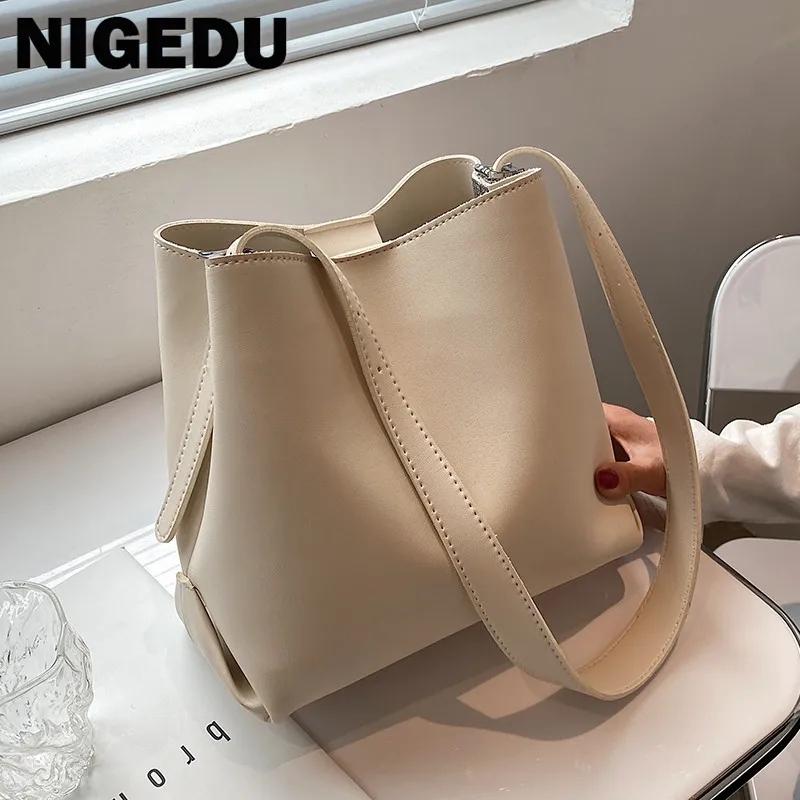 

PU Leather Women Bucket Shoulder Bag Brand Luxury Solid Color ladies Handbags Casual Female Crossbody bags bolsas totes