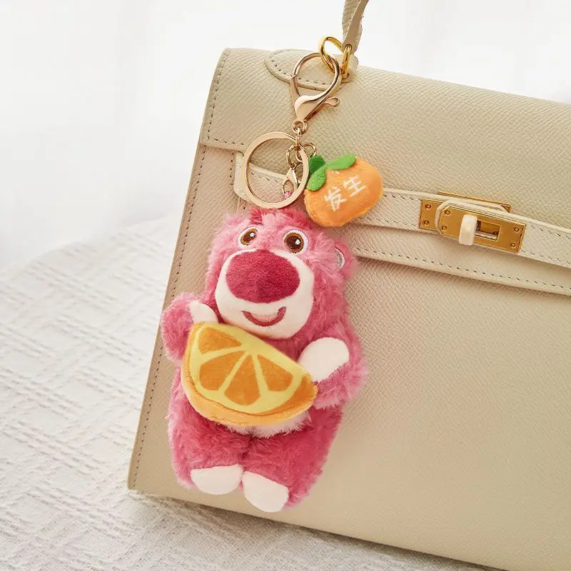 Disney perfumado Lotso Hold fruta colgante de felpa niñas niños dibujos animados oso juguetes de peluche llaveros bolsa mochila llaveros rellenos