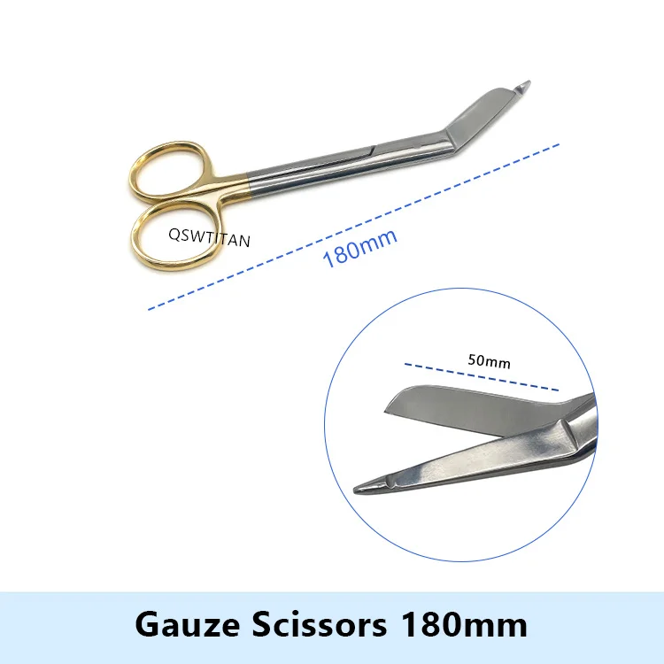 14/18CM Gauze Scissors Nursing Lister Bandage Golden Handle Plastic surgery instrument Stainless Steel