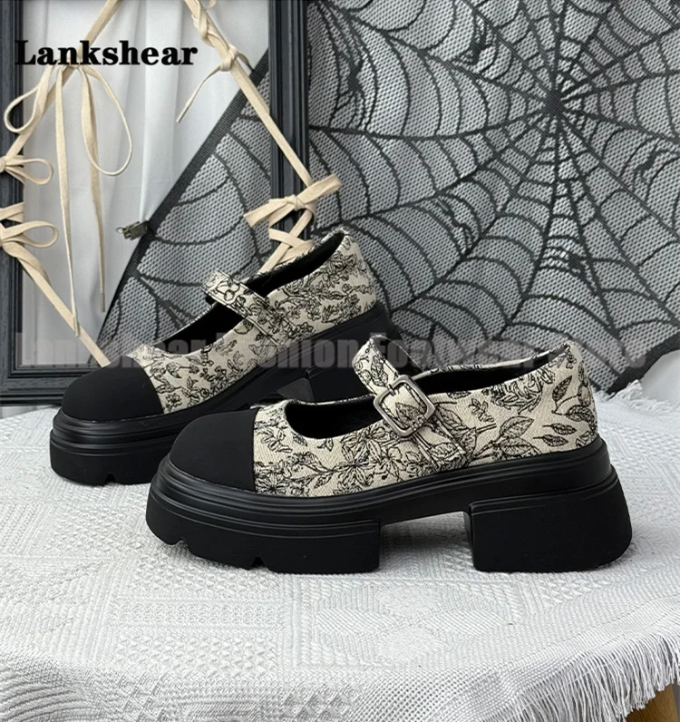 

Thick Soled Embroidered Mary Jane Shoes for Women Women Shoes Summer Round Toe Casual Shoes Sandalias De Mujer Verano