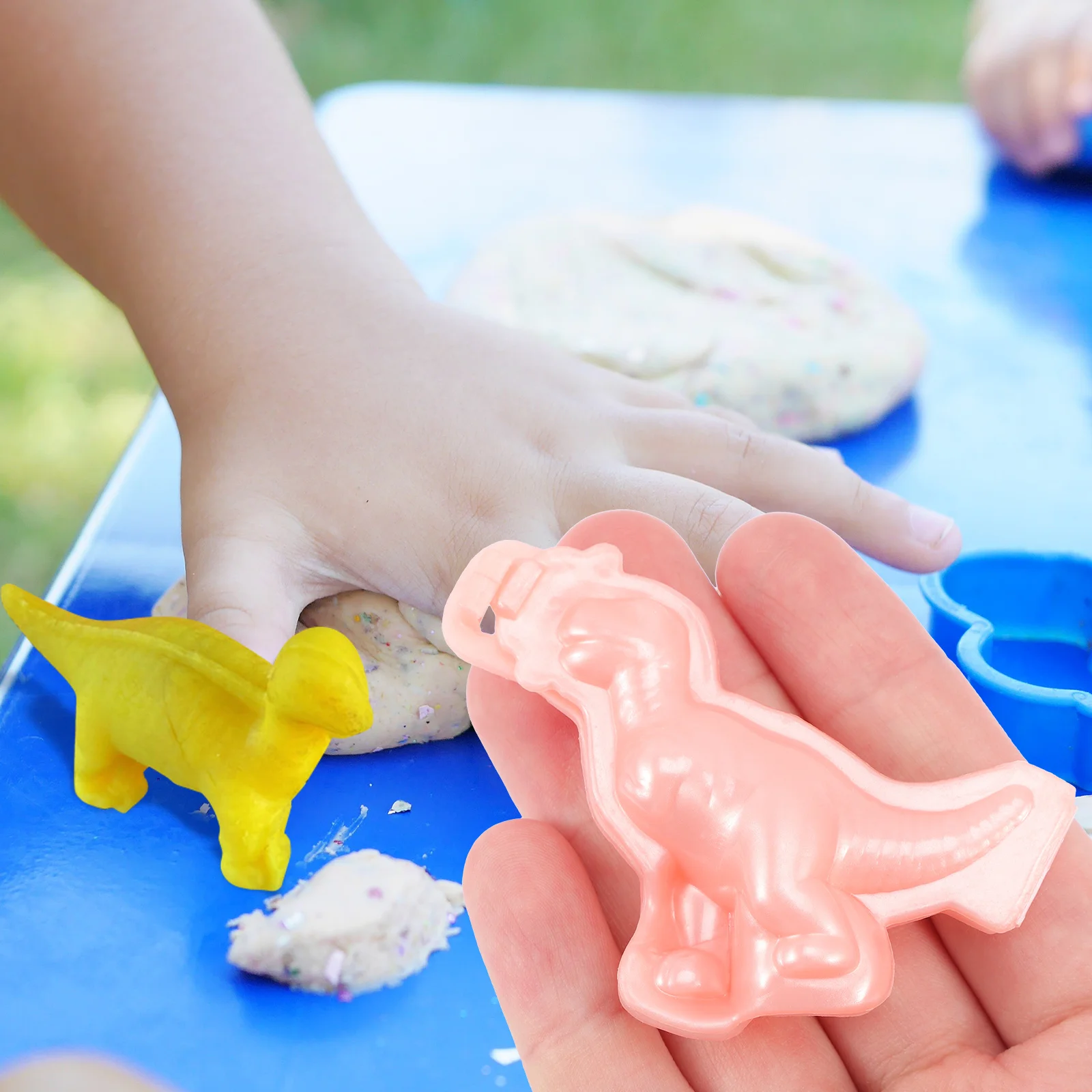 Moules en plastique dinosaure, ensemble de pâte de couleur pour enfants, bricolage créatif, modélisation d'argile, couleurs vives, Non collant, fiable, 18 pièces