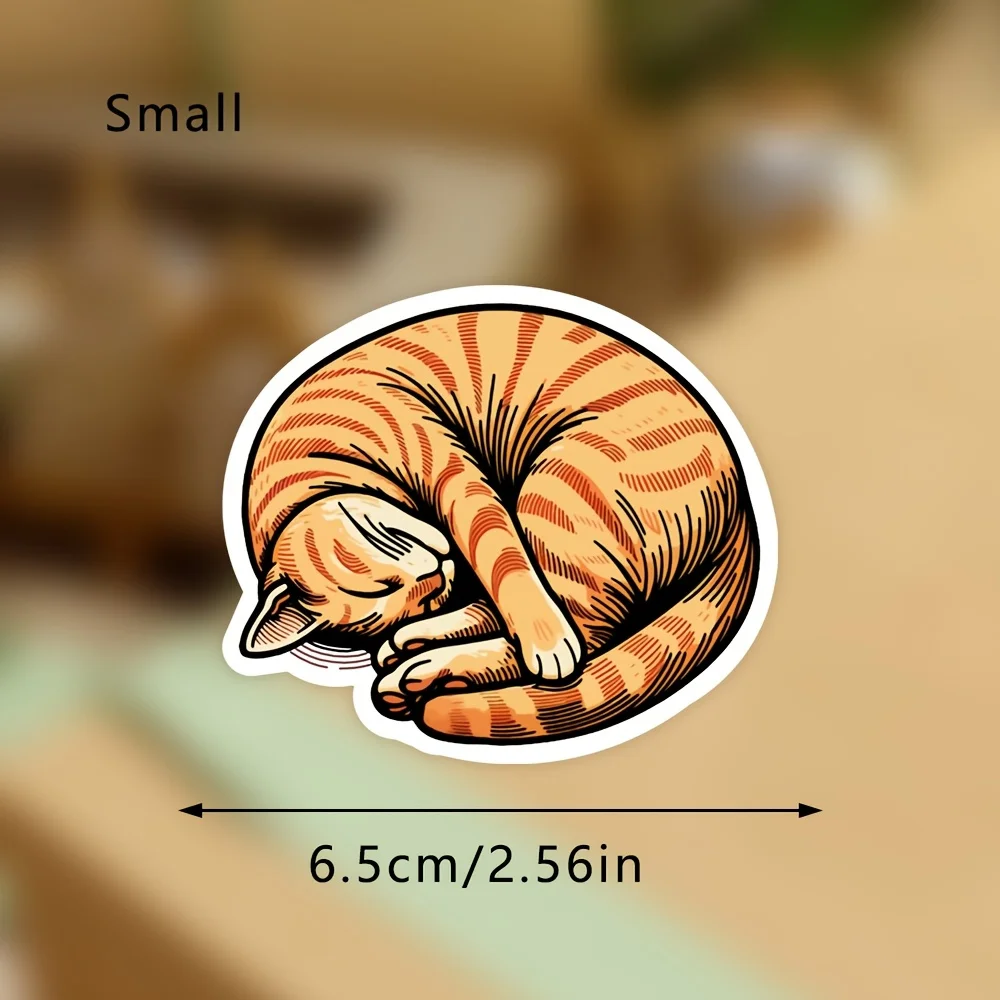 

4PCS/SET Cute Sleeping Orange Tabby Cat Vinyl Sticker, Ideal for Laptops, Water Bottles, Phone Cases & Cat - Lover Decor