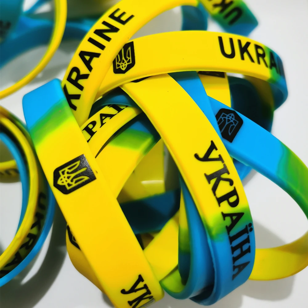 Bracelet en silicone drapeaux de l'Ukraine pour hommes et femmes, bracelet en caoutchouc de sport, bracelet de football, 21e bracelets à breloques, cadeau, 2 pièces, 3 pièces, 5 pièces, lot