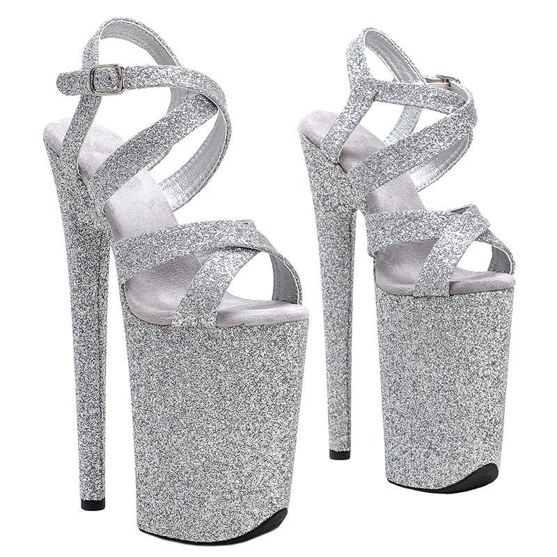 

Leecabe 23CM/9inches glitter upper fashion trend exotic Platform Sexy High Heels Sandals Pole Dance shoes