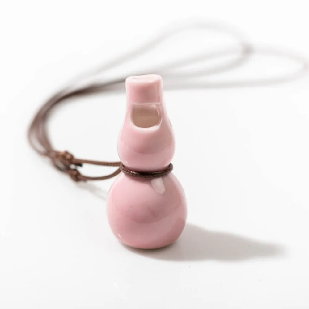 Creative Gourd Shaped Ceramic Whistle Necklace Artisan Handcrafted Jewelry Pendant Unique Gift for Music Lovers Boho Accessories