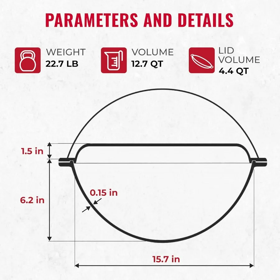أوزبكي كازان حديد زهر بريزول 12.5 كوارتز 12 لتر فرن هولندي من الحديد الزهر كازان لمجموعة أواني طهي بلوف أدوات طهي ممتازة للتخييم آسيوية #2