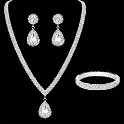 Wedding Season Women's Fashion Copper Claw Chain Water Drop Necklace Earrings Bracelet Jewelry Set Wedding Banquet Festival Gift