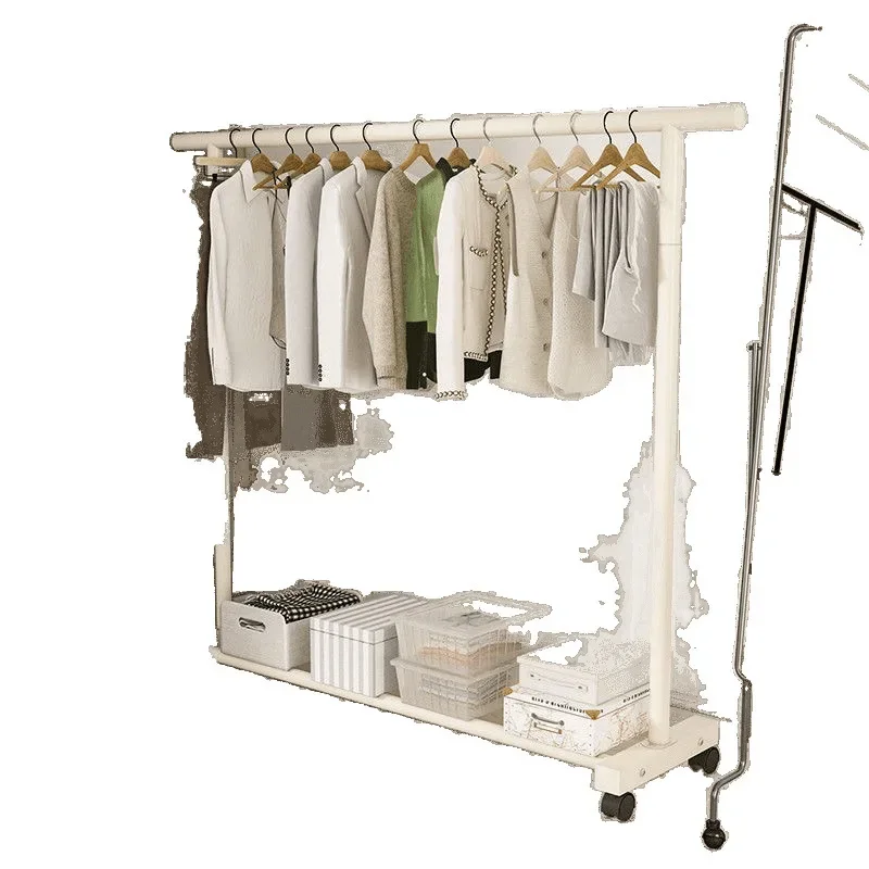 extra thick coat rack, floor-to-ceiling vertical movement, cream wind hanging clothes, simple dormitory hanging hangers