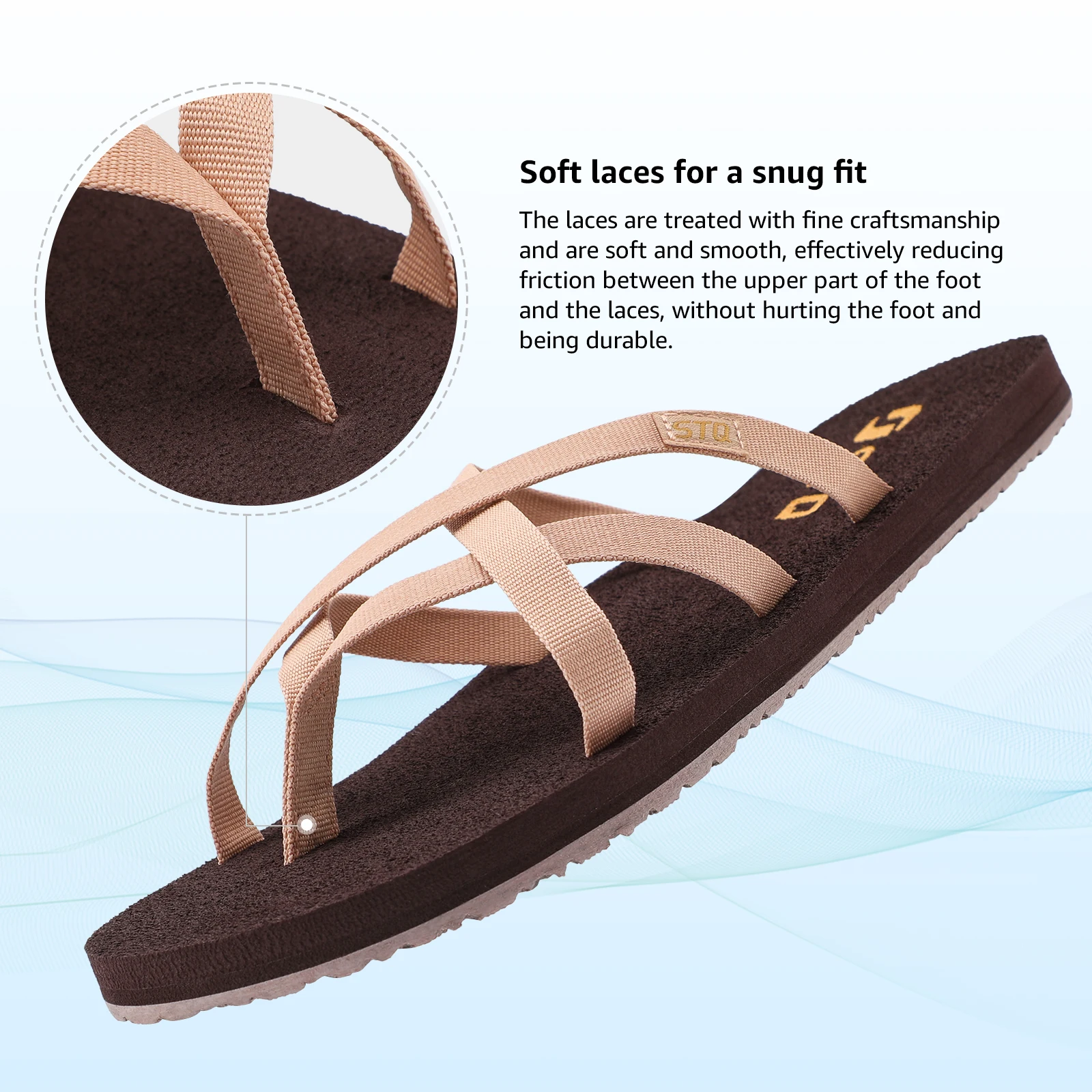 STQ Flip Flops for Women Non Slip with Arch Support Lightweight Thong Sandals