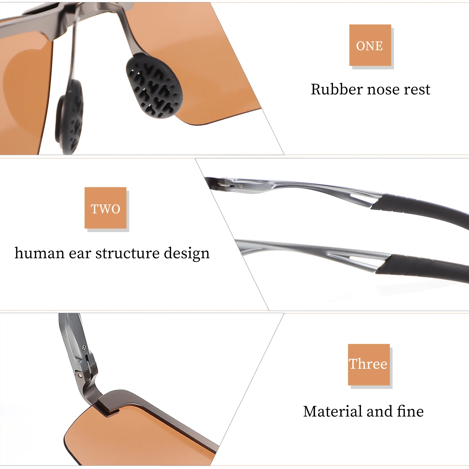 

Half Frame Polarized Sunglasses Men Cycling Deep Gun Tea Sun Glasses Outdoor Fashion High Definition Lens Rubber Nose