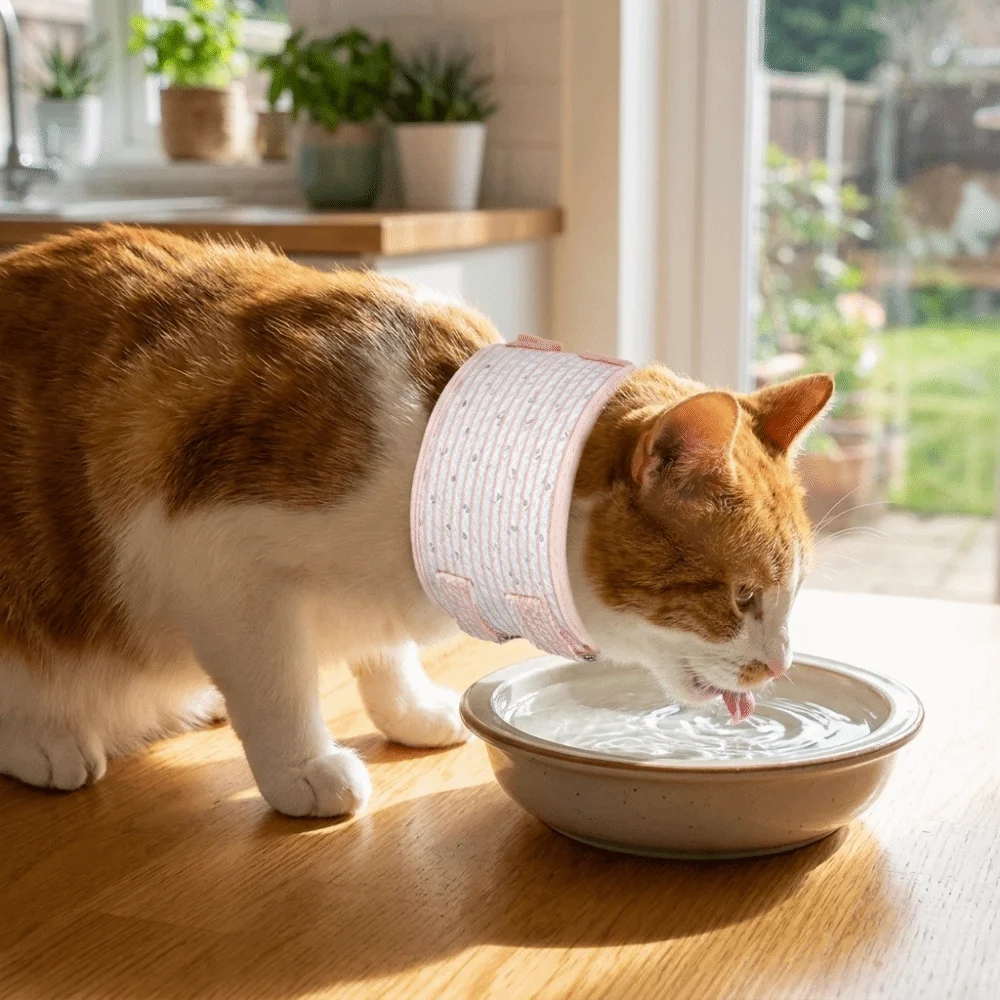 Adjustable Cat Recovery Collar Soft Comfortable Pet Anti-lick Collar Breathable Cat Elizabethan Collar Taking a Shower
