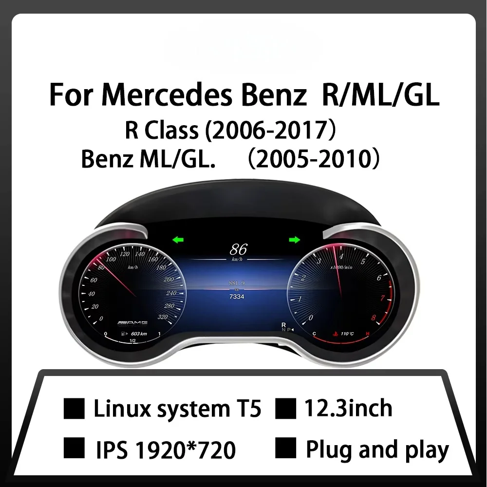 For Mercedes Benz R Class 2006-2017 ML GL 2005-2010 LCD Car Digital Dashboard Cluster  Panel Virtuele Cockpit Snelheidsmeter